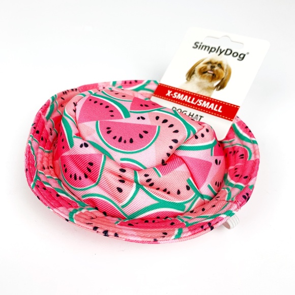 SimplyDog Sun Hat XS/S Small Dogs Cat Watermelon Costume Summer Doggie Cute Pink - Picture 3 of 8